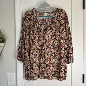 Ava & Viv Floral Boho V Neckline Tunic Top